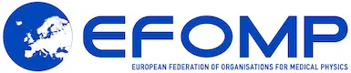Logo of the European Federation of Organisations for Medical Physics (EFOMP), featuring a globe with a European map. The text "EFOMP" appears prominently alongside the full name, emphasizing its role in the medical physics community. This image represents collaboration and support in the field.