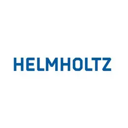 Alternative text: "The word 'HELMHOLTZ' displayed in bold, uppercase navy blue letters on a white background, representing the Helmholtz Association, a research organization focusing on various fields of science and technology."