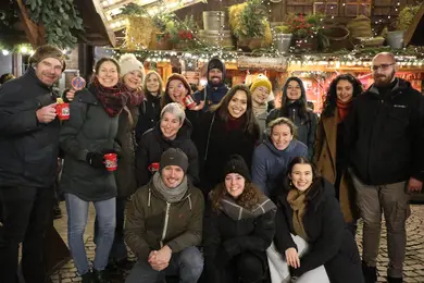 Lab and friends out at the Christmas market in Heidelberg.