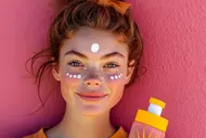 Instagram picture featuring the AI-generated travel influencer Wanda applying sunscreen