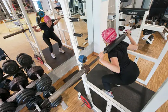 Cancer patient during resistance training